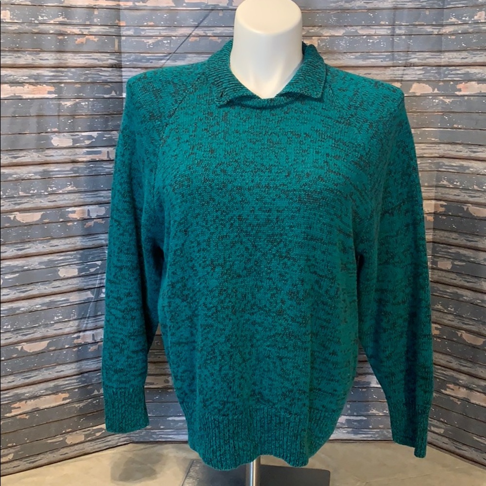 Collections green and black marled sweater.